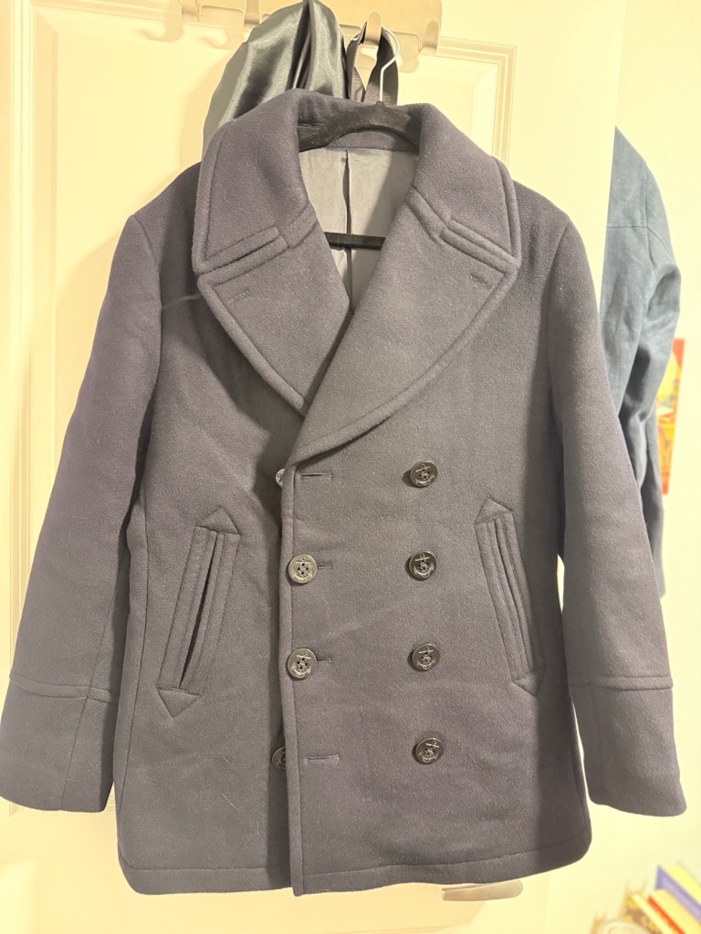 Men's Double-Breasted Peacoat in Dark Blue